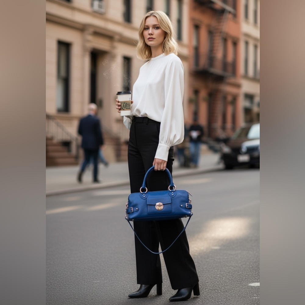 Marc Jacobs  Rare Leather Blue Tote made in Italy
